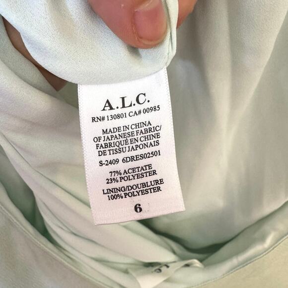 ALC NWT Sara Gown Maxi Dress Halter Mint Green Sz 6 Open Back Formal Satin $595 - Picture 11 of 12